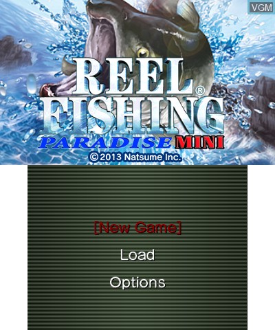 Title screen of the game Reel Fishing Paradise 3D Mini on Nintendo 3DS