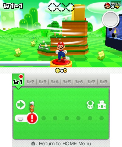 Menu screen of the game Super Mario 3D Land on Nintendo 3DS