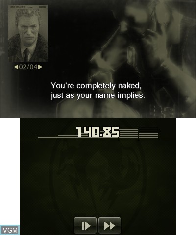 Menu screen of the game Metal Gear Solid - Snake Eater 3D on Nintendo 3DS
