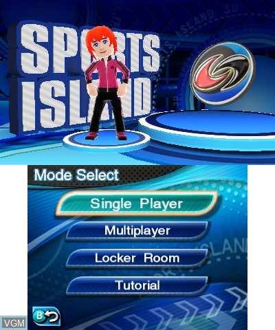 Menu screen of the game Sports Island 3D on Nintendo 3DS