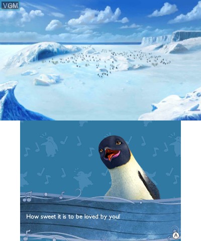 Menu screen of the game Happy Feet 2 on Nintendo 3DS