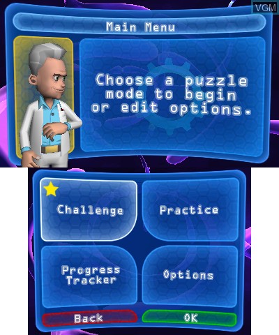 Menu screen of the game Puzzler Brain Games on Nintendo 3DS