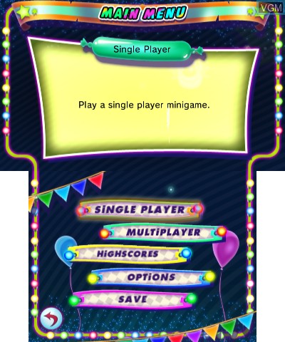 Menu screen of the game Games Festival 2 on Nintendo 3DS