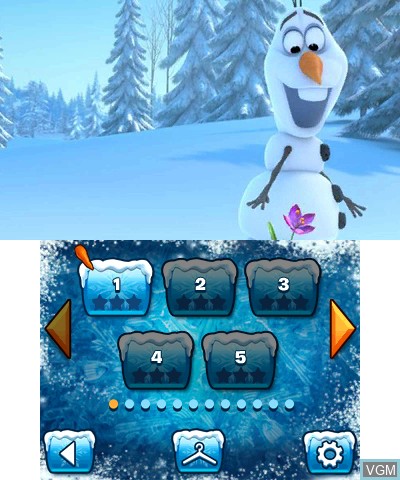 Menu screen of the game Disney Frozen - Olaf's Quest on Nintendo 3DS