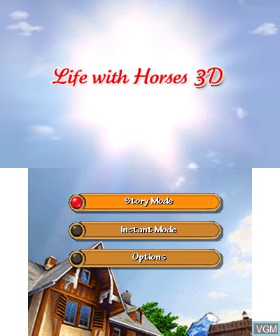 Menu screen of the game 2 in 1 - Life with Horses 3D + My Baby Pet Hotel 3D on Nintendo 3DS