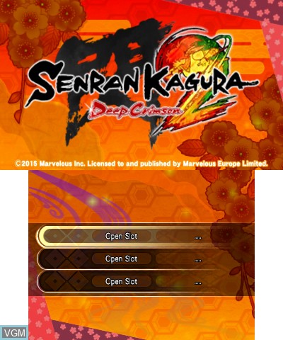 Menu screen of the game Senran Kagura 2 - Deep Crimson on Nintendo 3DS