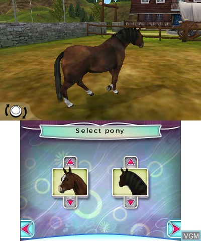 Menu screen of the game I Love My Pony on Nintendo 3DS