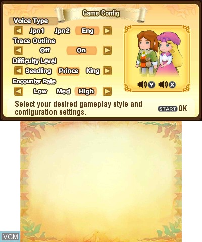 Menu screen of the game Return to PopoloCrois - A Story of Seasons Fairytale on Nintendo 3DS