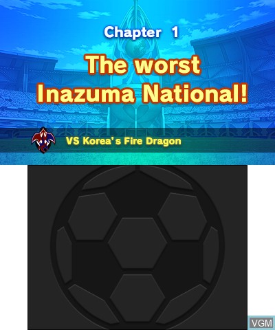 Menu screen of the game Inazuma Eleven Go Galaxy - Supernova on Nintendo 3DS