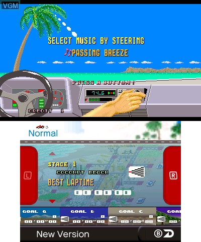 Menu screen of the game 3D Out Run on Nintendo 3DS
