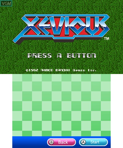Menu screen of the game 3D Classics - Xevious on Nintendo 3DS