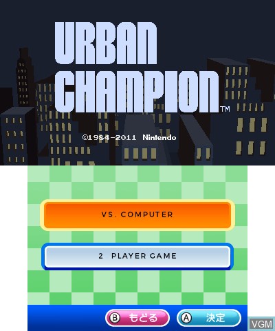 Menu screen of the game 3D Classics - Urban Champion on Nintendo 3DS