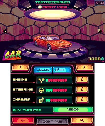 Menu screen of the game 80's Overdrive on Nintendo 3DS
