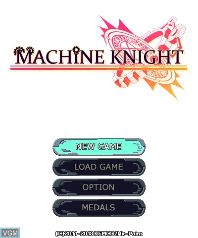 Menu screen of the game Machine Knight on Nintendo 3DS