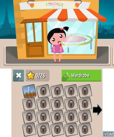 Menu screen of the game Raining Coins on Nintendo 3DS