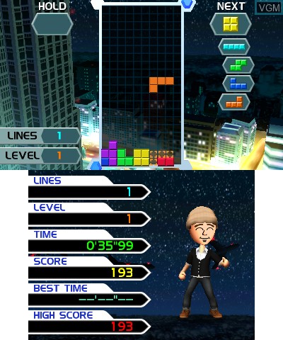 In-game screen of the game Tetris Axis on Nintendo 3DS