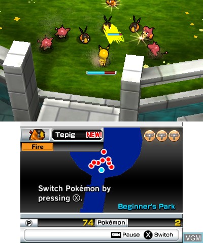 In-game screen of the game Super Pokemon Scramble on Nintendo 3DS