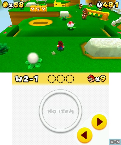 In-game screen of the game Super Mario 3D Land on Nintendo 3DS