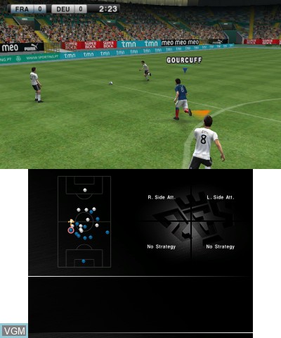 In-game screen of the game Pro Evolution Soccer 2011 3D on Nintendo 3DS
