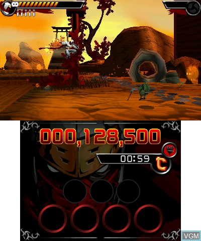 In-game screen of the game Shinobi on Nintendo 3DS