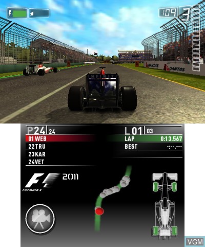 In-game screen of the game F1 2011 on Nintendo 3DS