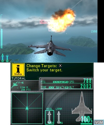 In-game screen of the game Ace Combat - Assault Horizon Legacy on Nintendo 3DS