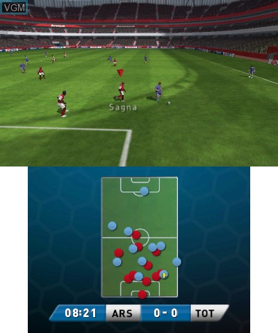 In-game screen of the game FIFA 12 on Nintendo 3DS