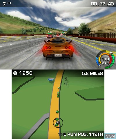 In-game screen of the game Need for Speed - The Run on Nintendo 3DS