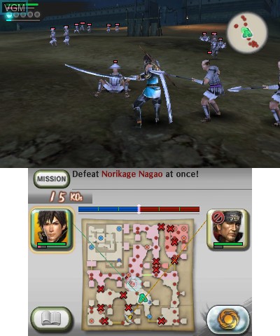 In-game screen of the game Samurai Warriors Chronicles on Nintendo 3DS