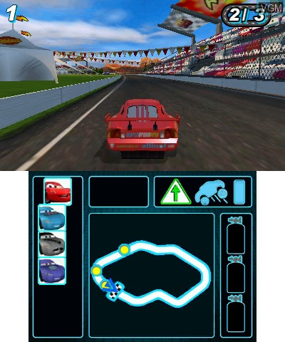 In-game screen of the game Cars 2 on Nintendo 3DS