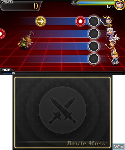 In-game screen of the game Theatrhythm Final Fantasy on Nintendo 3DS