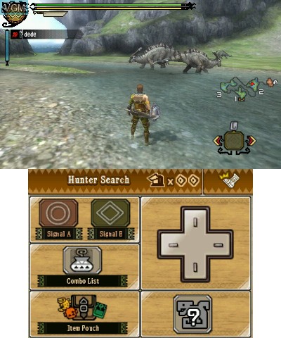 In-game screen of the game Monster Hunter 3 Ultimate on Nintendo 3DS