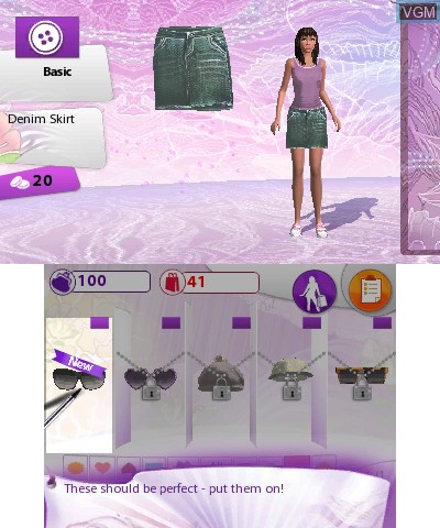 In-game screen of the game Imagine Fashion Designer 3D on Nintendo 3DS