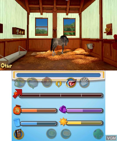 In-game screen of the game My Riding Stables 3D - Jumping for the Team on Nintendo 3DS