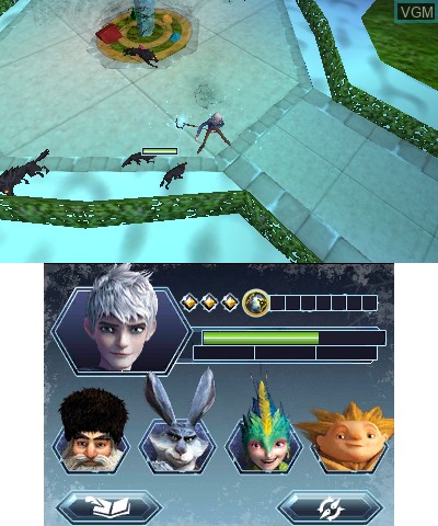 In-game screen of the game Rise of the Guardians on Nintendo 3DS