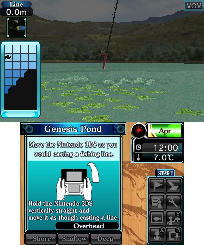 In-game screen of the game Super Black Bass 3D on Nintendo 3DS