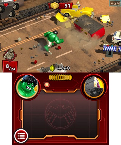 In-game screen of the game LEGO Marvel Super Heroes - Universe in Peril on Nintendo 3DS