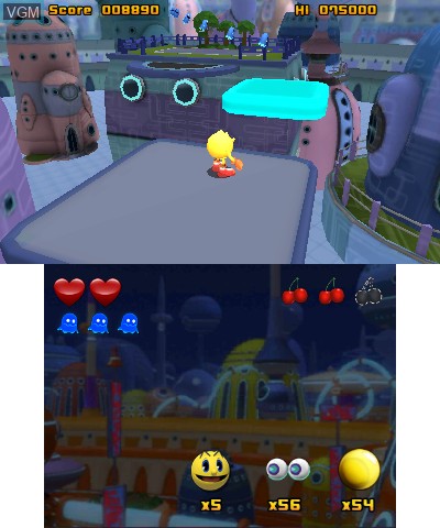 In-game screen of the game Pac-Man and the Ghostly Adventures 2 on Nintendo 3DS