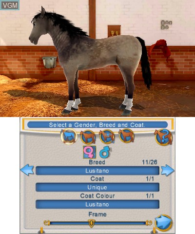 In-game screen of the game 2 in 1 - Horses 3D Vol.2 - Rivals in the Saddle and Jumping for the Team 3D on Nintendo 3DS