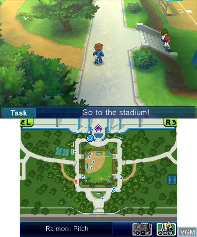 In-game screen of the game Inazuma Eleven GO - Chrono Stones - Thunderflash on Nintendo 3DS