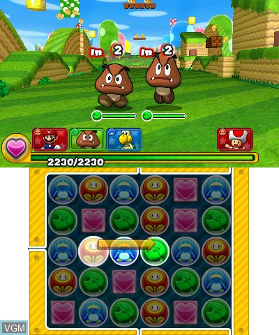 In-game screen of the game Puzzle & Dragons - Super Mario Bros. Edition on Nintendo 3DS