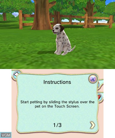 In-game screen of the game I Love My Dogs on Nintendo 3DS