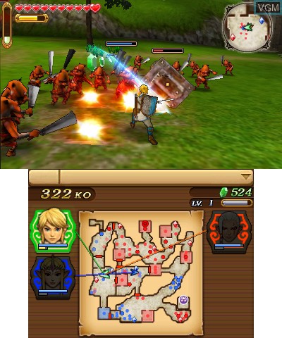 In-game screen of the game Hyrule Warriors Legends on Nintendo 3DS