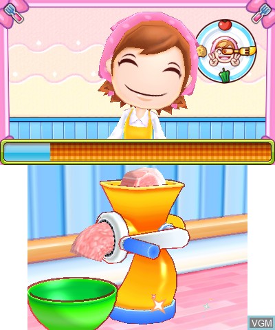 In-game screen of the game Cooking Mama 5 - Bon Appetit! on Nintendo 3DS