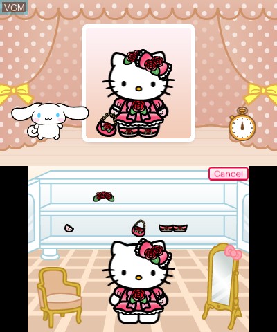 In-game screen of the game Travel Adventures with Hello Kitty on Nintendo 3DS