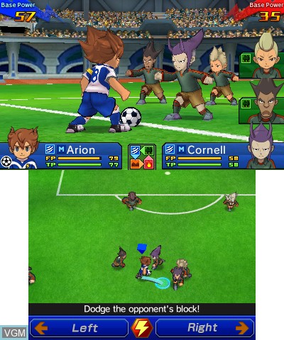 In-game screen of the game Inazuma Eleven Go Galaxy - Supernova on Nintendo 3DS