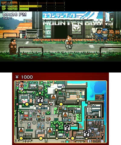 In-game screen of the game River City - Rival Showdown on Nintendo 3DS