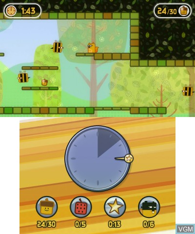 In-game screen of the game Super Little Acorns 3D Turbo on Nintendo 3DS
