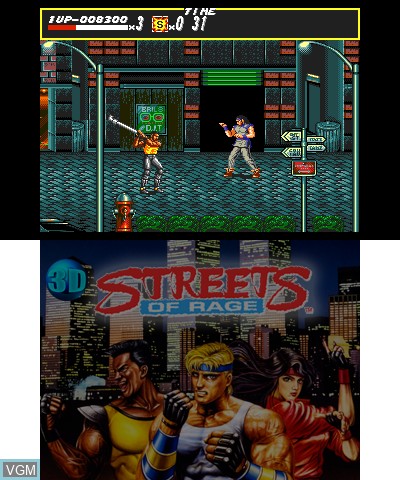In-game screen of the game 3D Streets of Rage on Nintendo 3DS