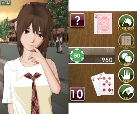 In-game screen of the game Sweet Memories - Blackjack on Nintendo 3DS